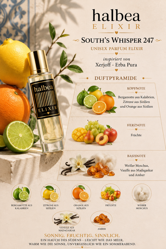 ✨ South’s Whisper 247 – Unisex Parfum Elixir ✨ 🍊 Inspiriert von Xerjoff – Erba Pura 🍋