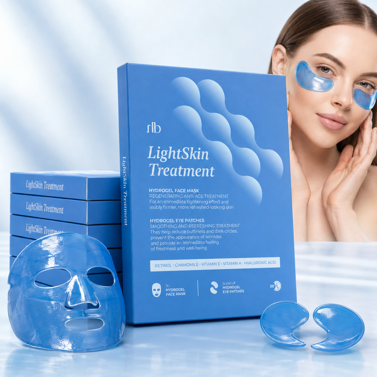 💙✨ 5x LightSkin Treatment – Hydrogel-Gesichtsmaske & Augenpatches ✨💙