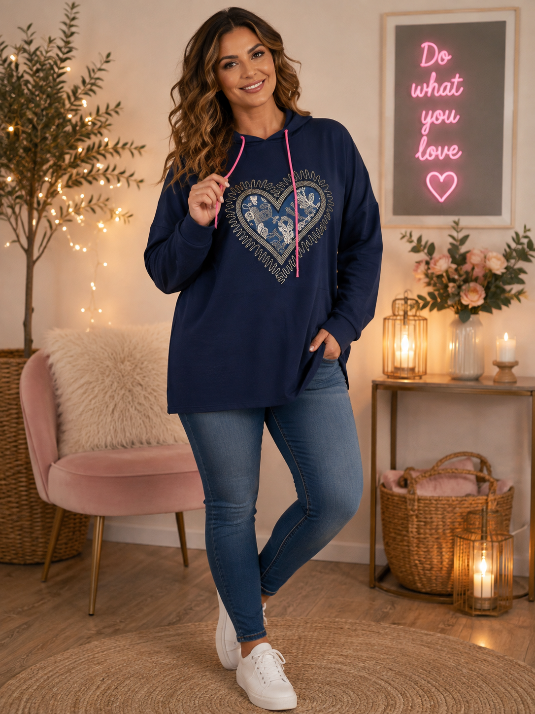 💖 Damen Oversize Hoodie „Herz“ – Gr. 46–52 | 3 Farben 💖
