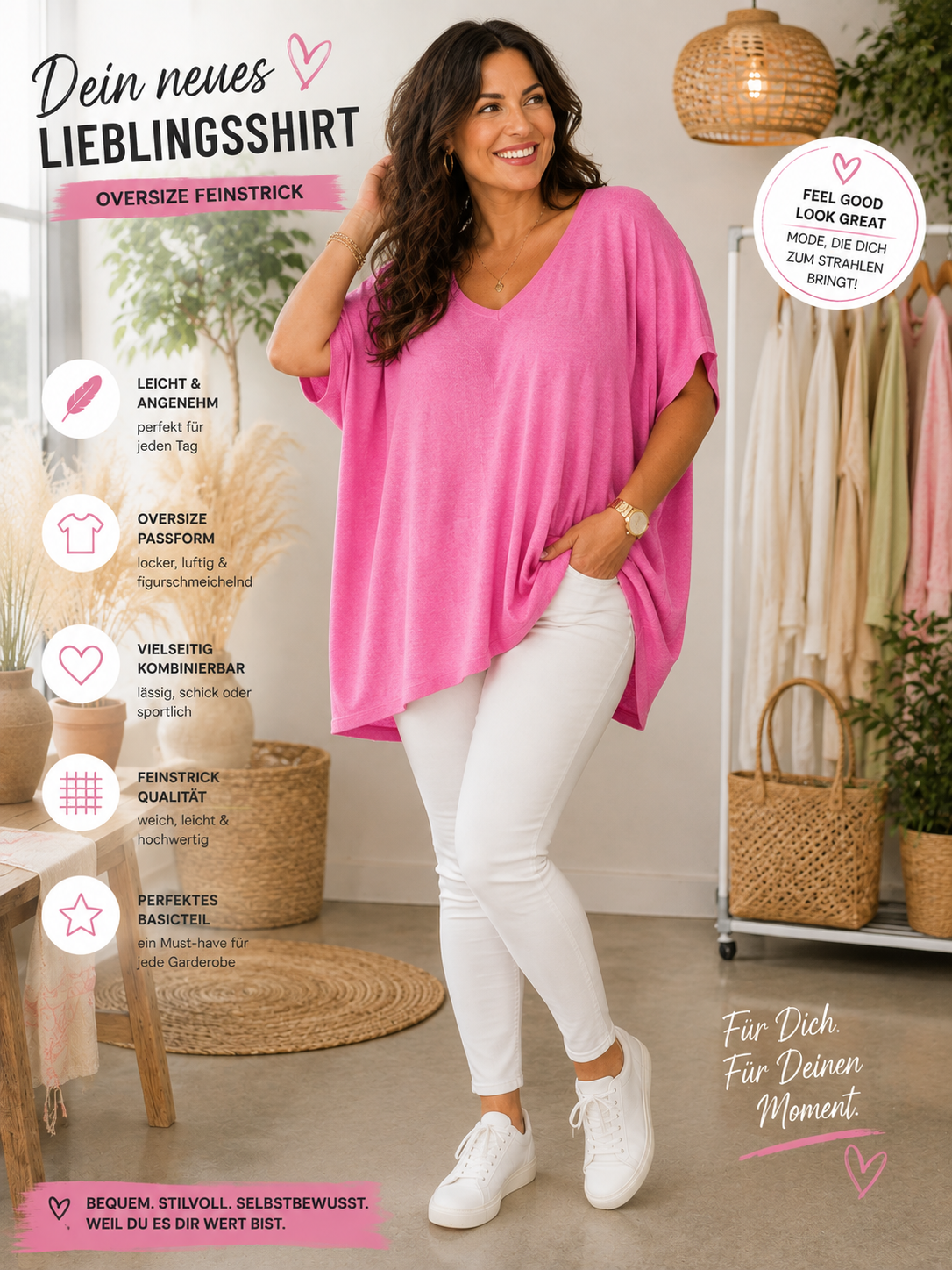 Oversize Feinstrickshirt Gr. 44–48 – weich & figurschmeichelnd 💕