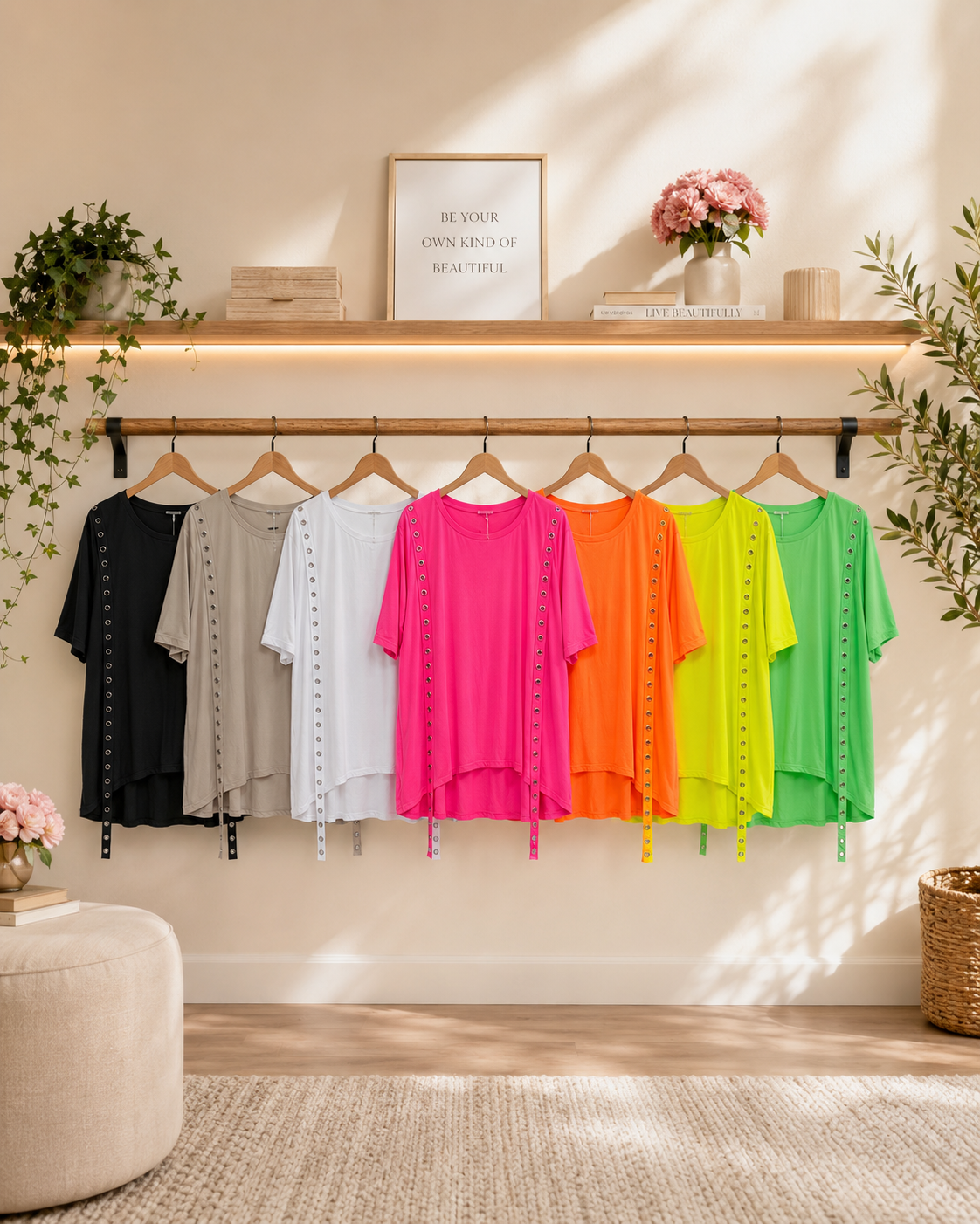 🌈 Ösen-Shirt Gr. 42–48 💖 7 Trendfarben | locker & bequem