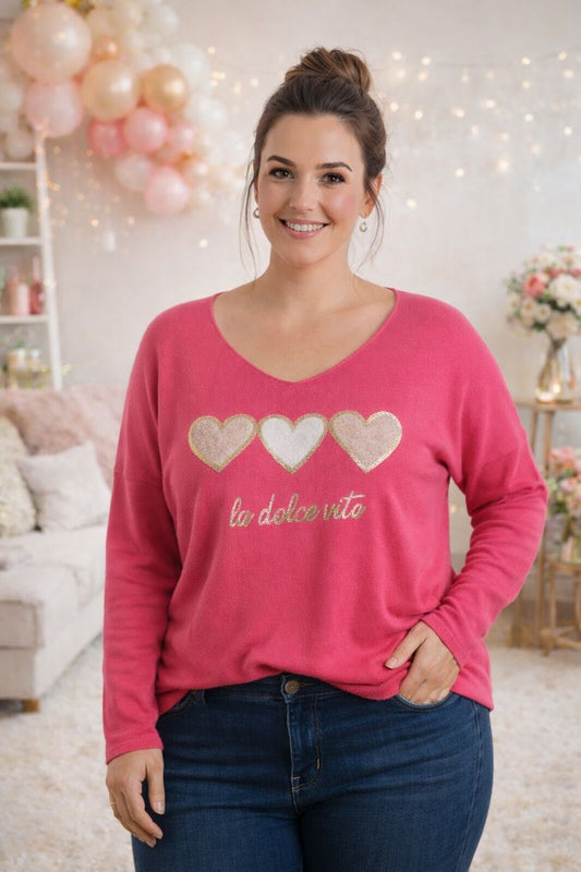 Feinstrickpullover "La Dolce Vita" mit Herz-Detail Gr. 42-46