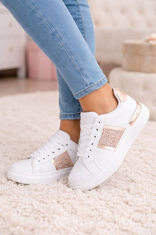 Sneakers Low in Weiß-Gold in versch. Größen