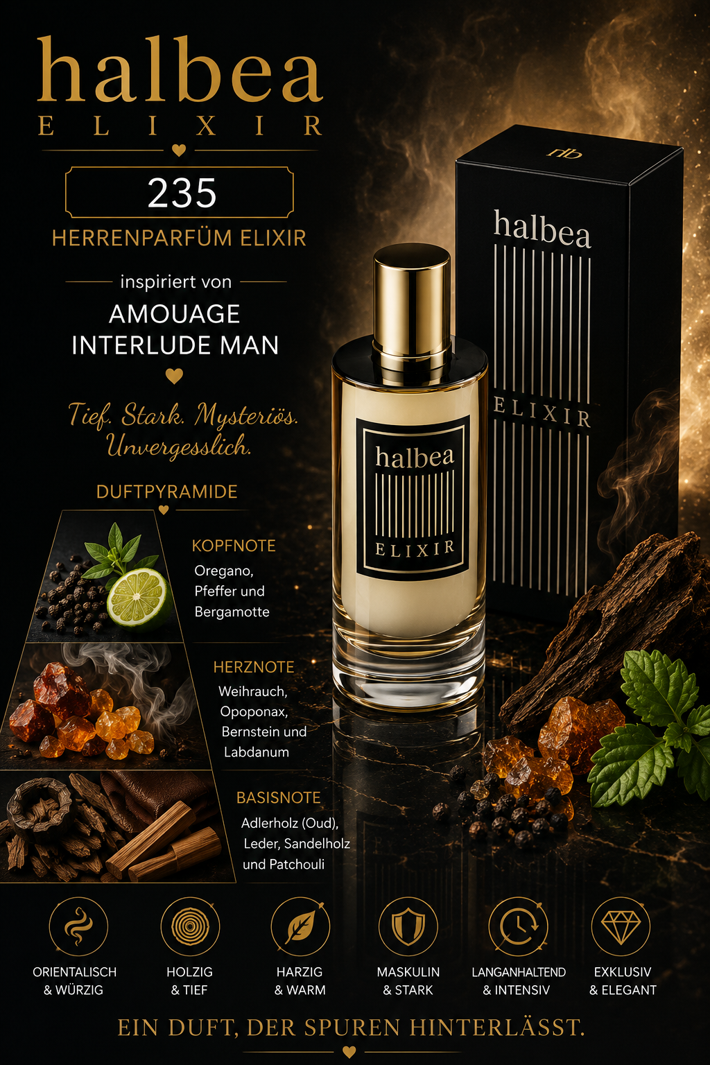 🖤✨ Halbea 235 – Herrenparfum Elixir | inspiriert von Amouage Interlude Man ✨🖤