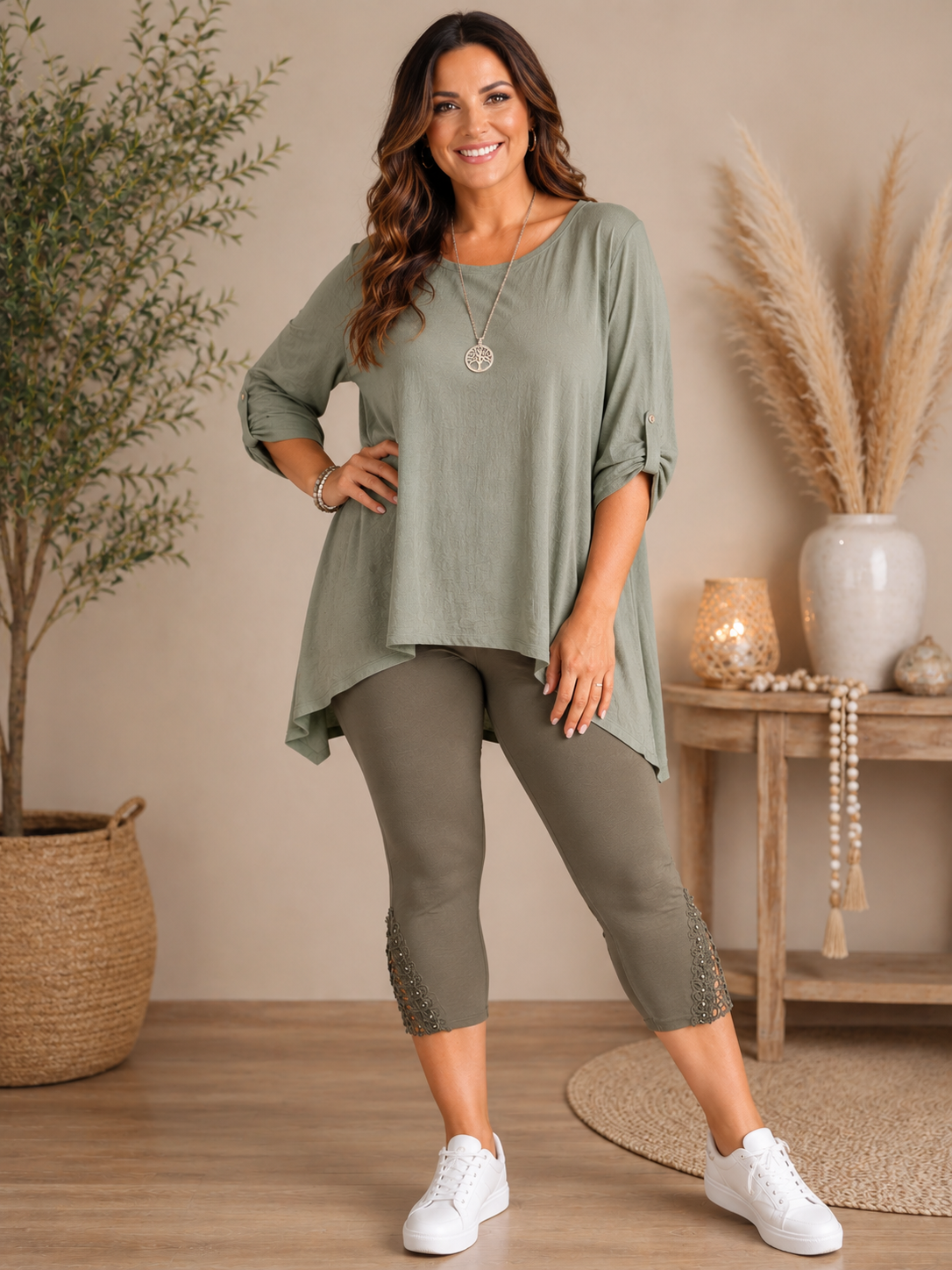 ✨🩳 Capri Leggings mit Spitzeneinsatz – Gr. 44–50 | Super bequem & vielseitig kombinierbar 💖