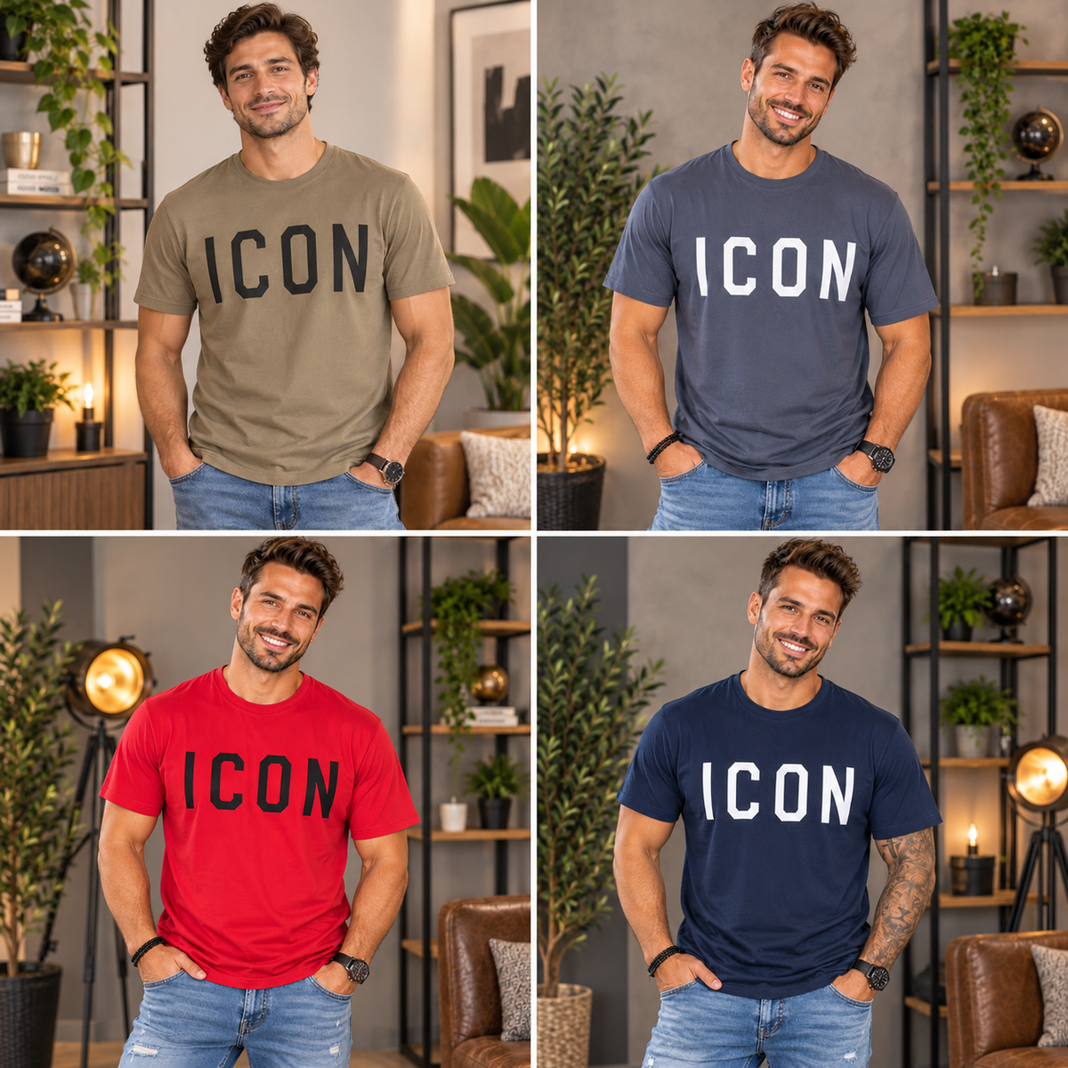 👕🔥 ICON T-Shirt für Herren – lässiger Style in 4 Farben 🔥👕