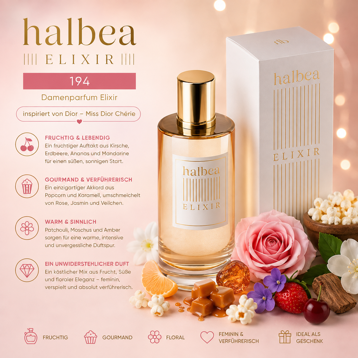 🍒✨ Halbea 194 – Damenparfum Elixir ✨🍓 💕💖 inspiriert von Dior – Miss Dior Chérie 💖