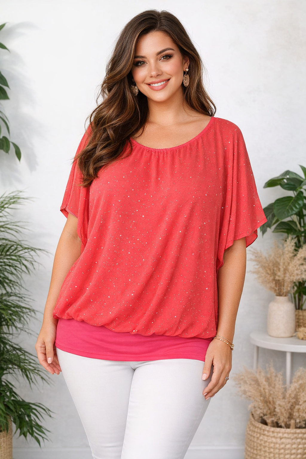 ✨ Flatterbluse mit Strass – stilvoll & bequem von Gr. 42–48 ✨
