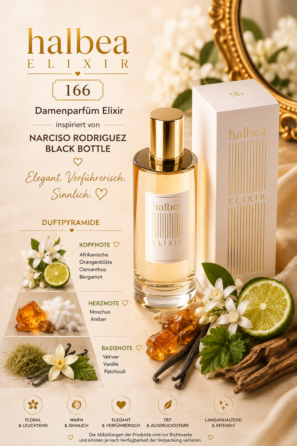 🖤✨ Halbea 166 – Damenparfum Elixir | inspiriert von Narciso Rodriguez – Black Bottle ✨🖤