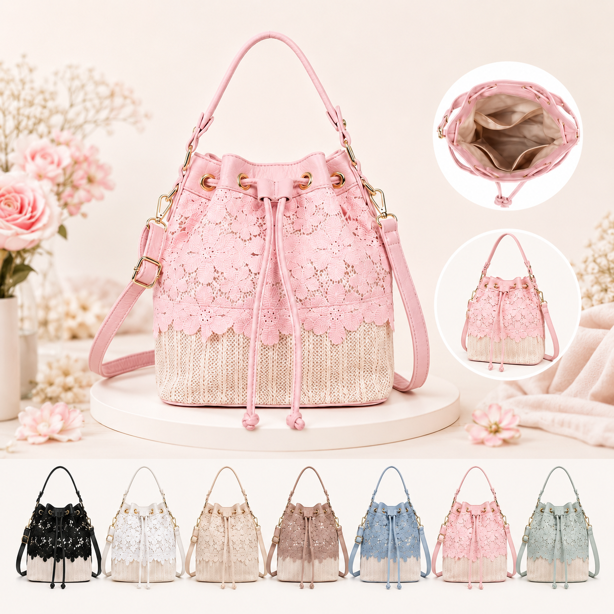 🌸 Romantische Spitzen Bucket Bag 🌸