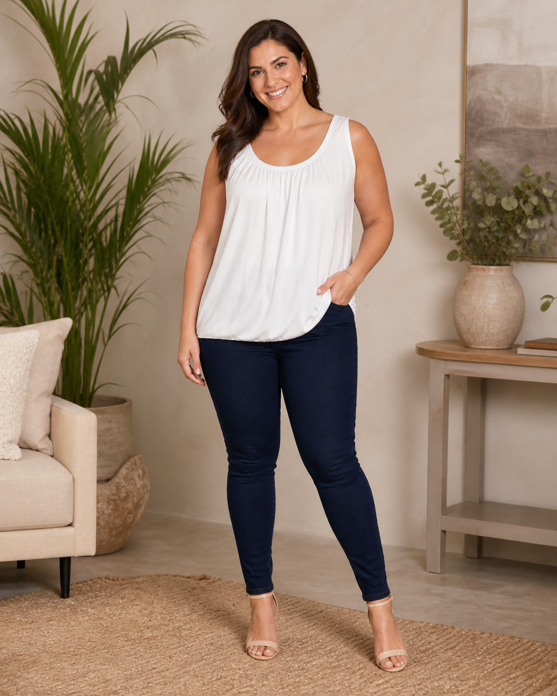 🌸 Figurschmeichelndes Damen Top Gr. 44–52 – ärmellos, weich & elastisch in 4 Farben