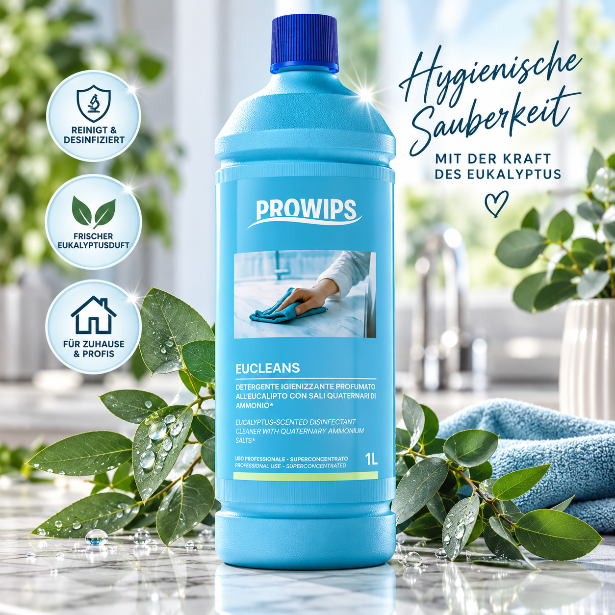 🌿🧼 Eucleans – Duftendes Desinfektionsmittel mit Eukalyptus – 1 L 🧼🌿