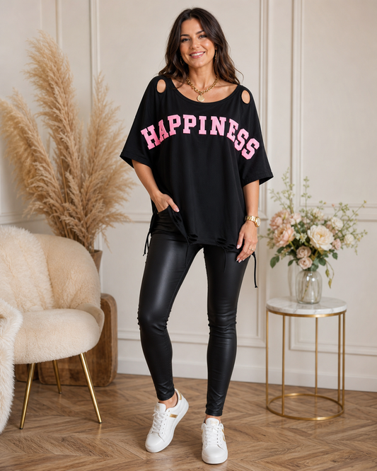 💖 HAPPINESS Oversize-Shirt – dein neues Lieblingsshirt für gute Laune 💖Gr. 38-44