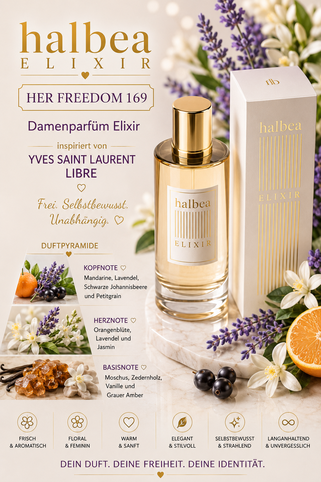 🌟 Her Freedom 169 – Damenparfum Elixir 🌟 💜 Inspiriert von Yves Saint Laurent – Libre 💜