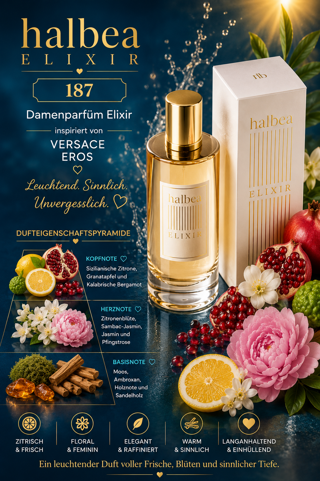 🍋✨ Halbea 187 – Damenparfum Elixir | inspiriert von Versace – Eros ✨🌸