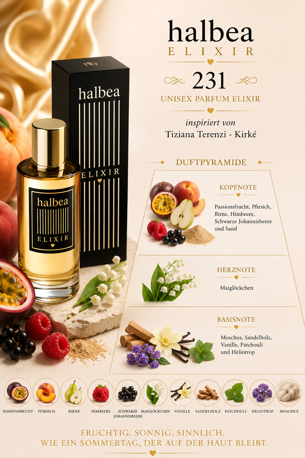 🌺✨ Halbea 231 – Unisex Parfum Elixir ✨🌺 💖 Inspiriert von Tiziana Terenzi – Kirké 💖