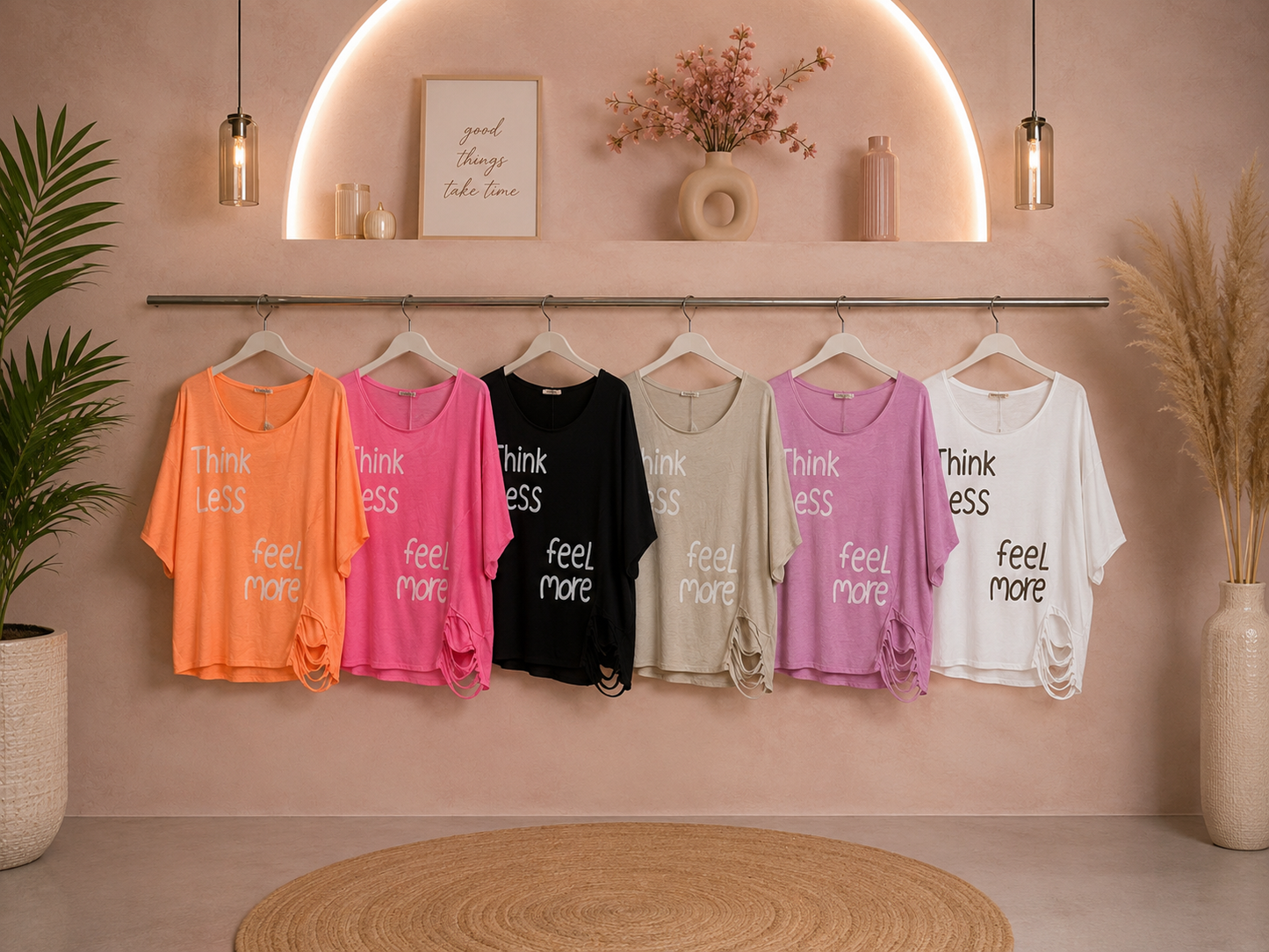 Oversize Shirt „Think Less, Feel More“ Gr. 42–50 💕