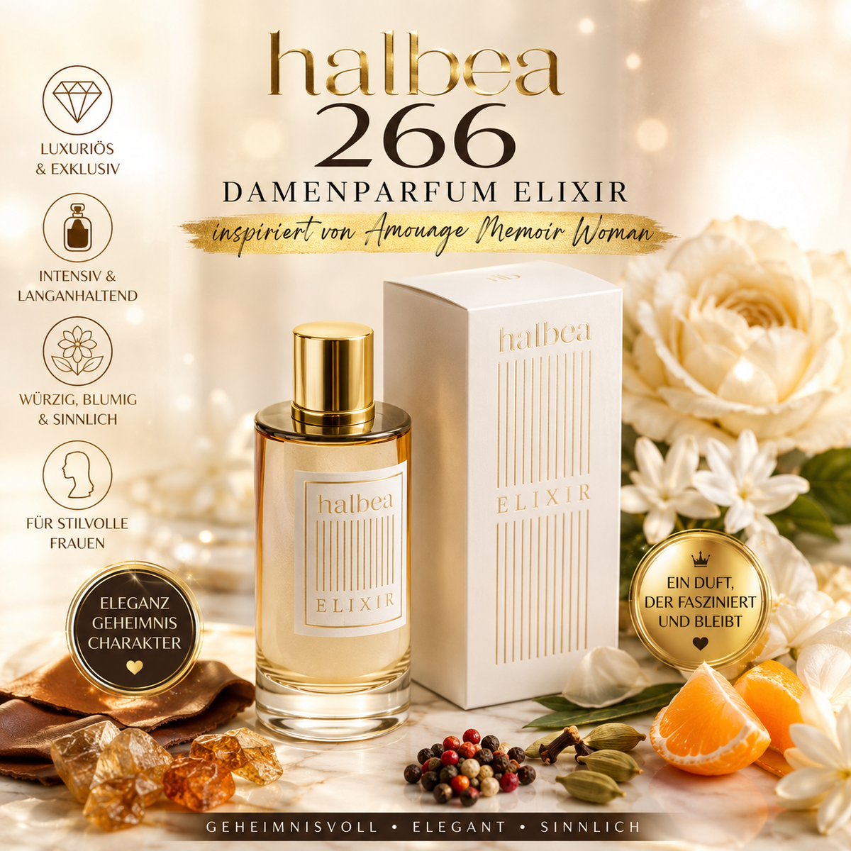 🌸 Halbea 266 Damenparfum – 35 ml ✨ Inspiriert von Amouage Memoir Woman 💎