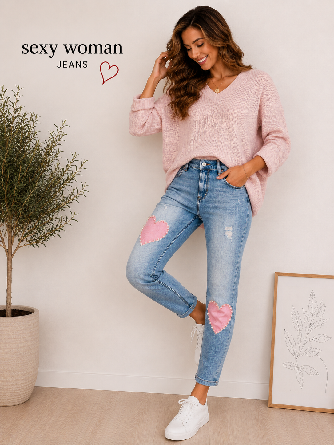 💕 Sexy Woman Jeans mit Herz-Applikationen – Dein neuer Lieblingslook! 👖✨