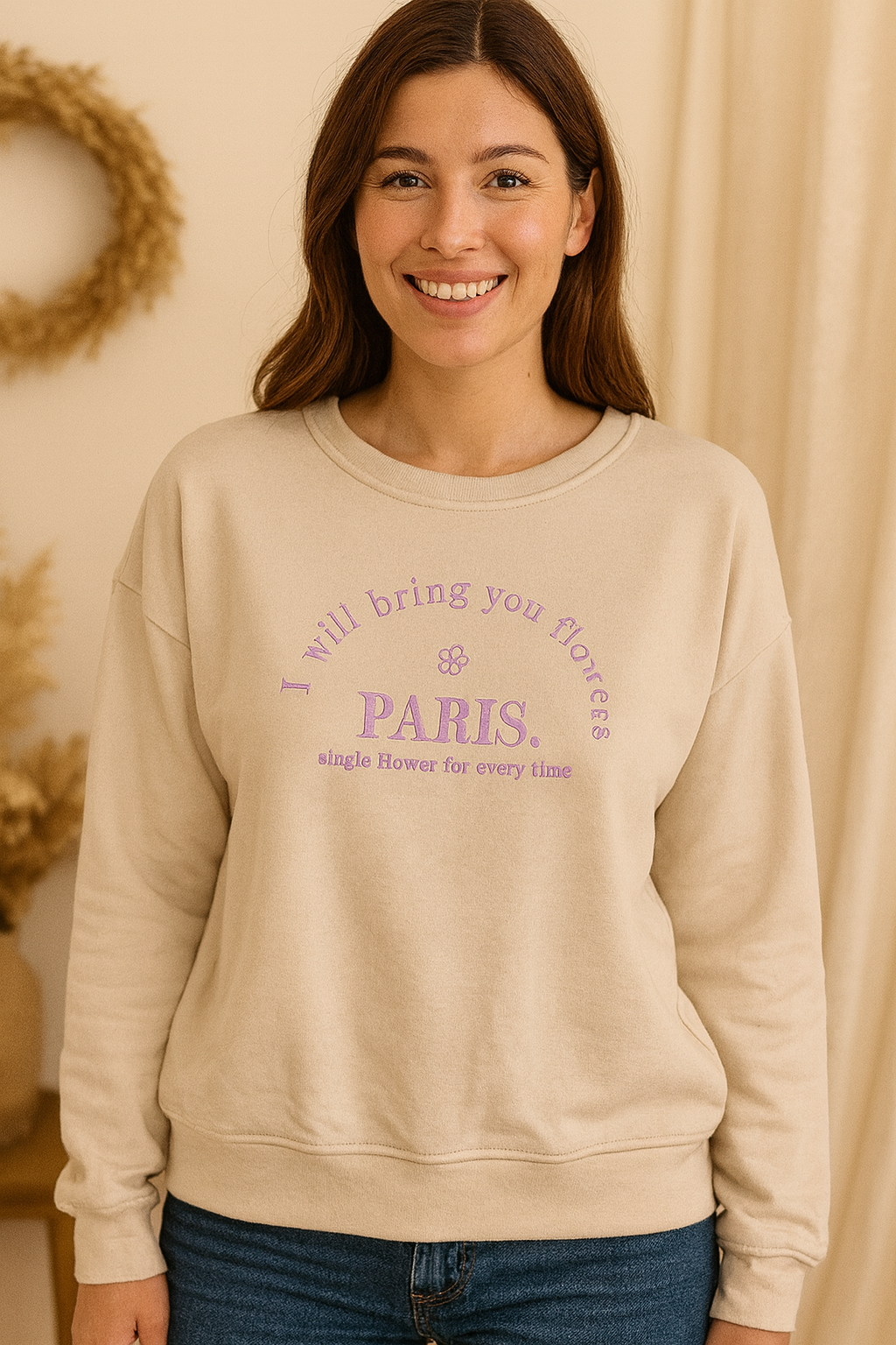 💖 ✨ 4 Farben/Größe 42-46: Stick-Sweatshirt "I will bring you flowers PARIS..." ✨