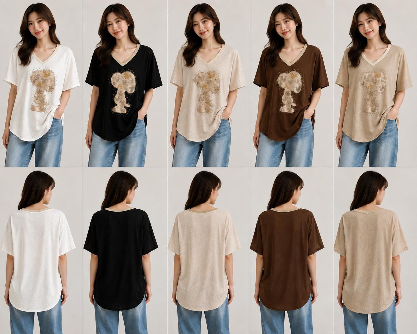 🐶✨ Oversize Shirt „Snoopy Glam“ ✨🤍👕 Gr. 42–46