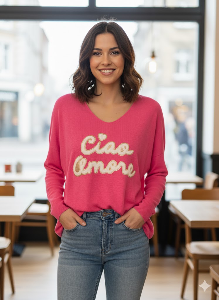 Feinstrick-Pullover "Ciao Amore" Gr. 42-46 in versch. Farben