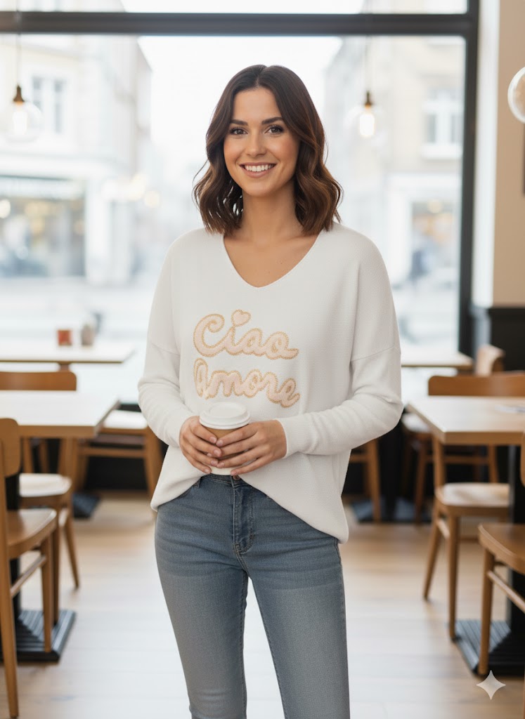 Feinstrick-Pullover "Ciao Amore" Gr. 42-46 in versch. Farben