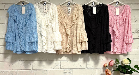✨ Vorbestellung – Spitzen-Bluse (Gr. 44–48 | 5 Farben) ✨