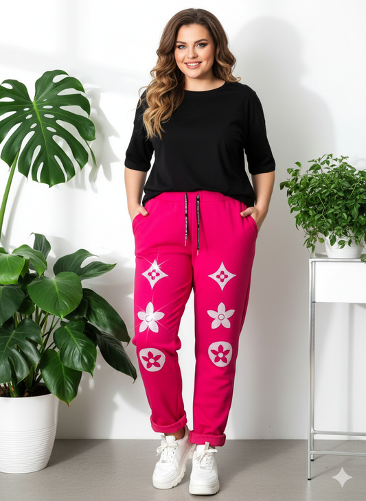 ✨ Stylische Jogpants in Pink mit Strassdetails – Gr. 44-48 ✨