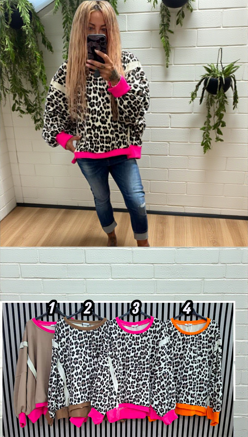 🐆 Damen Pullover „Leopard Glow“ – Oversize Sweatshirt mit Neon-Details – Gr. 38–46