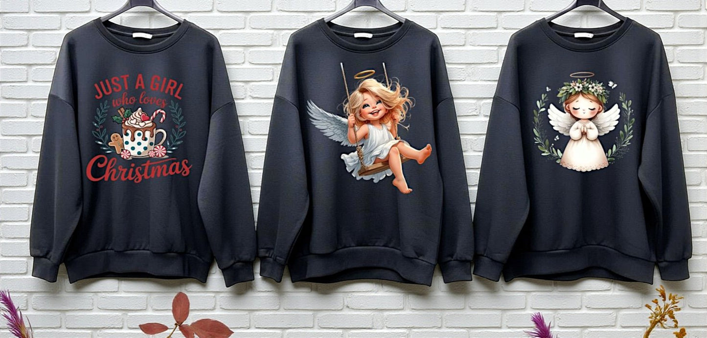 🎅 Damen Oversize Sweatshirt „Christmas Angel“ – Weihnachtspullover mit süßen Motiven