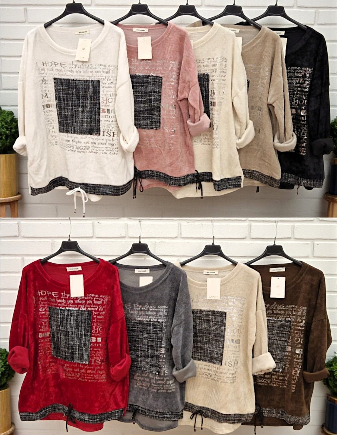 ✨ Damen Shirt mit Print & Kontrastdetails – Gr. 36–42