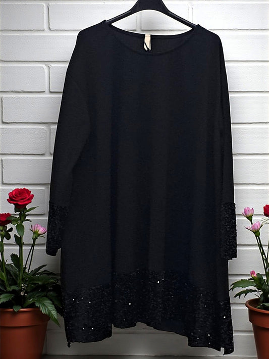 🖤 Glamouröse Pailletten-Tunika! ✨One Size (42-46)