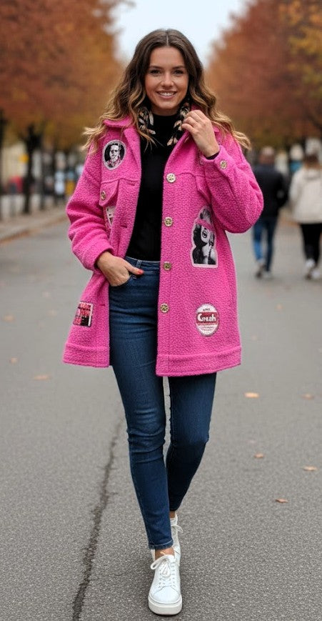 ✨ Bouclé-Jacke/Hemd – Größe: One Size (tragbar bis Gr. 46) ✨