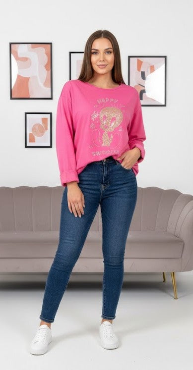 Langarm-Shirt "Happy Tweety" Gr. 46-52 in 2 Farben