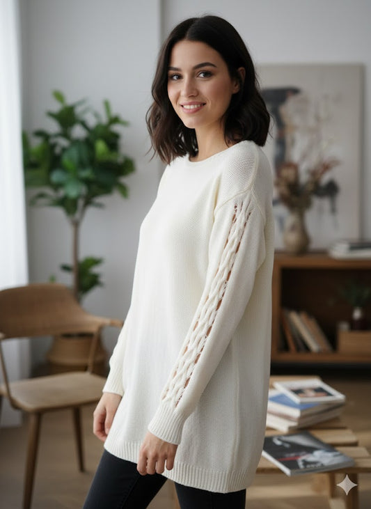 ✨ Longpullover mit CutOuts – Gr. 38–44, 2 Farben ✨