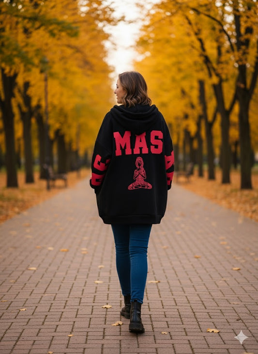 🛍️ Hoodie-Jacke „Namaste“ | Gr. 50-56 | Kuschel-Fleece 🧘‍♀️✨