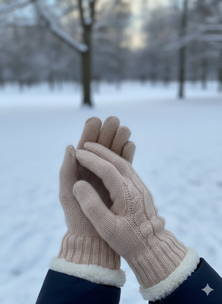 ✨ Premium Strickhandschuhe mit Teddyfutter: Warm & Elegant! 💖