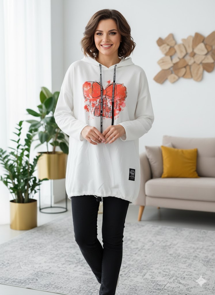 💖 Hoodie mit Print – superweich & stylisch! 🌈 Erhältlich in 2 Farben | Gr. 42–46 tragbar