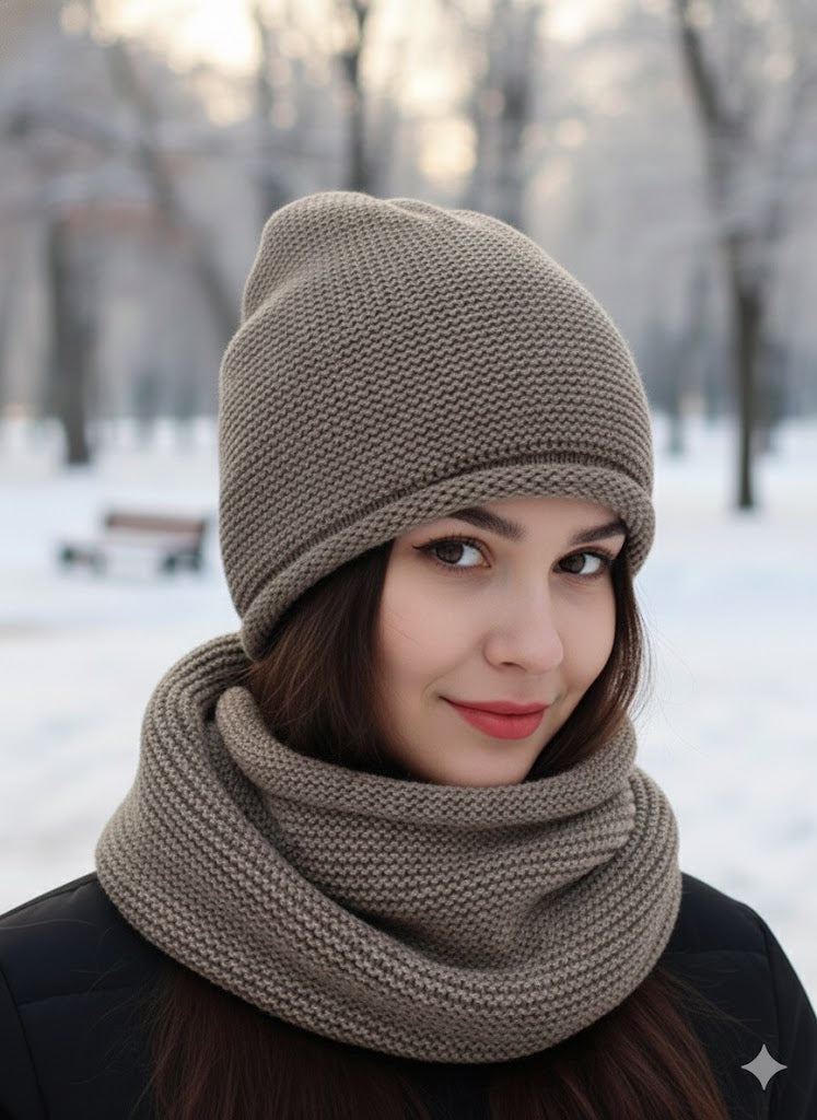 ✨ Strick-Winterset – Mütze + Loopschal – in 5 Farben ✨