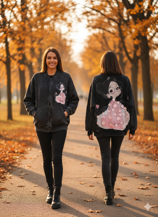 🌸 Süße Oversize-Jacke mit Blumen-Motiv (2 Farben) | Bis Gr. 46 🌸