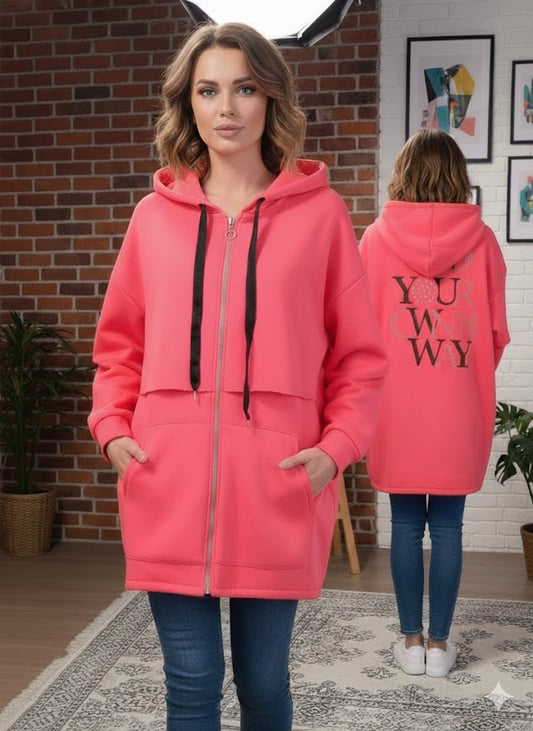 🧥 Damen Kapuzenjacke „YOUR OWN WAY“ – in 3 Farben | Gr. 42–48