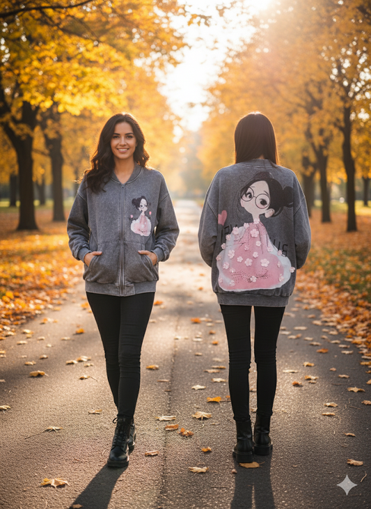 🌸 Süße Oversize-Jacke mit Blumen-Motiv (2 Farben) | Bis Gr. 46 🌸