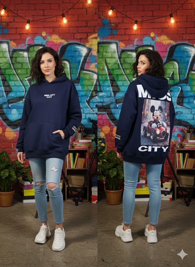 🧥 MISS CITY Hoodie – 3 Farben – One Size (bis Gr. 46) 🌈