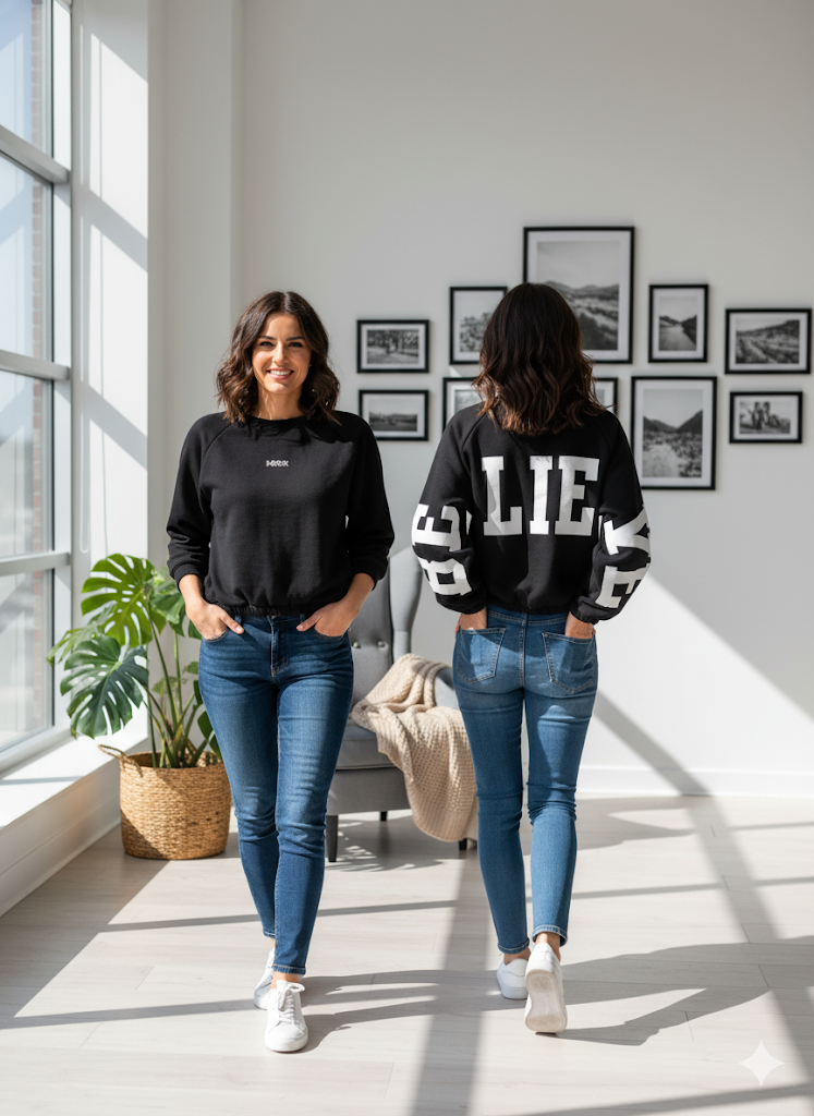 🙏 "BELIEVE" Statement Fleece Crop-Sweatshirt (4 Farben, One Size bis Gr. 42) 🙏