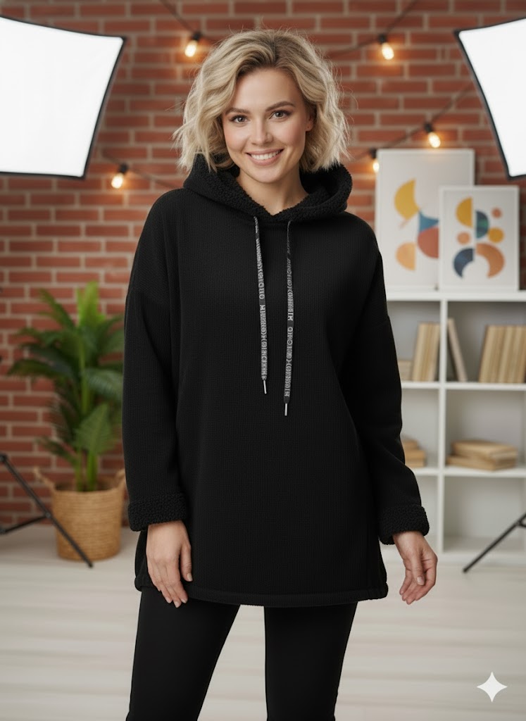 🧸 Feincord-Kapuzenpullover – 3 Farben – Gr. 42–48