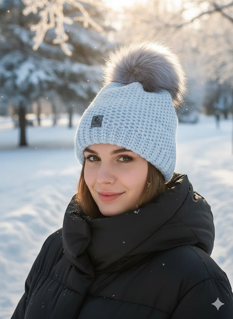 ✨ Kuschelige Wintermütze mit Fellbommel – in 4 Farben ✨