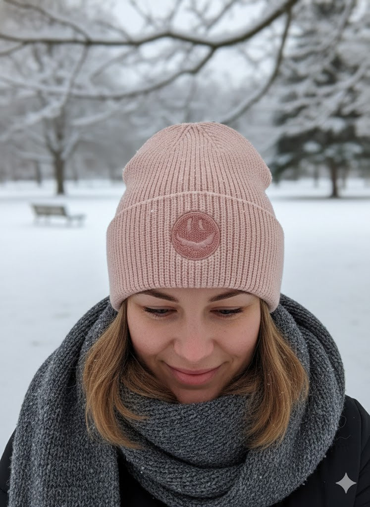 ✨ Smiley-Strickmütze – in 4 Farben ✨