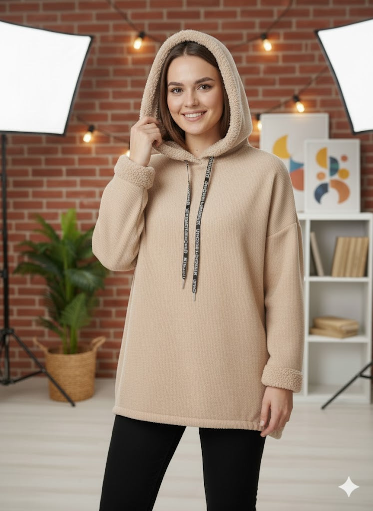 🧸 Feincord-Kapuzenpullover – 3 Farben – Gr. 42–48