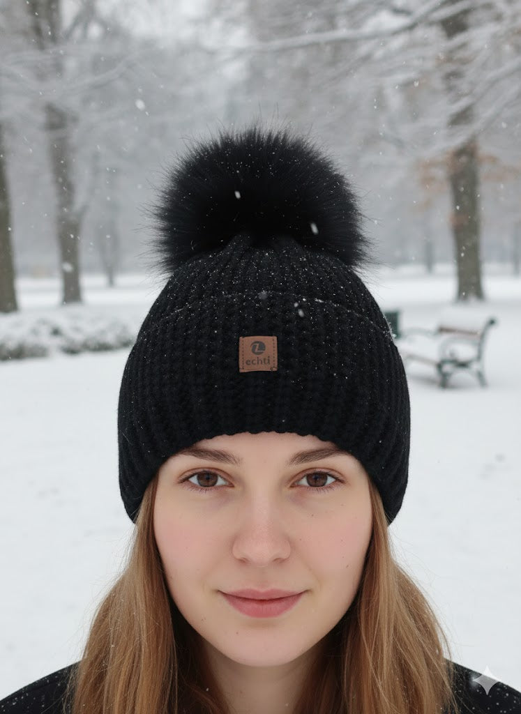 ✨ Kuschelige Wintermütze mit Fellbommel – in 4 Farben ✨